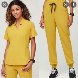 FIGS SCRUBS-Catarina Top & Zamora Jogger-GOLD